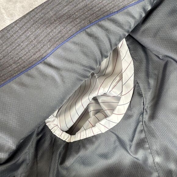 Caravelli Suit Jacket Mens 44 Long Grey Harry C 2B Slim Fit Pinstripe Blazer - Picture 7 of 15